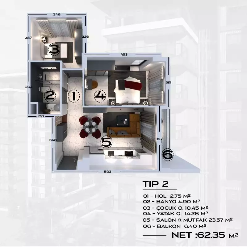 Квартира 71м² в Турции, Авсаллар. Стоимостью 93000€ аренда фото-39