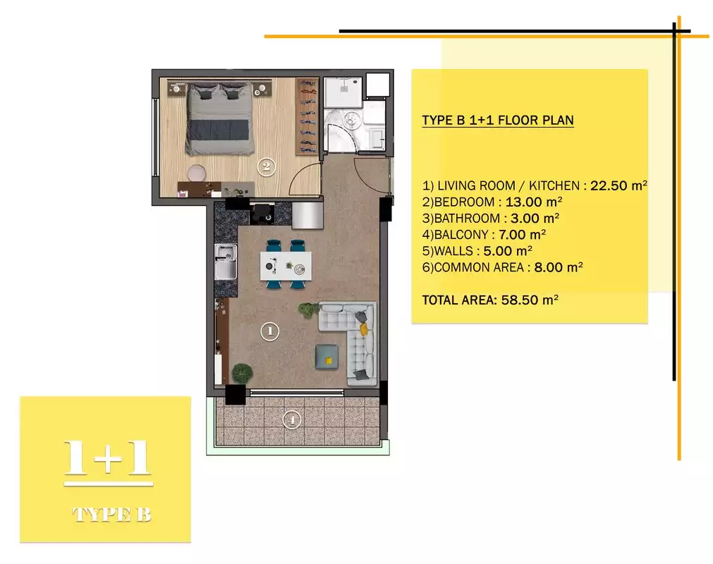 Квартира 58м² в Турции, Махмутлар. Стоимостью 125000€ аренда фото-12