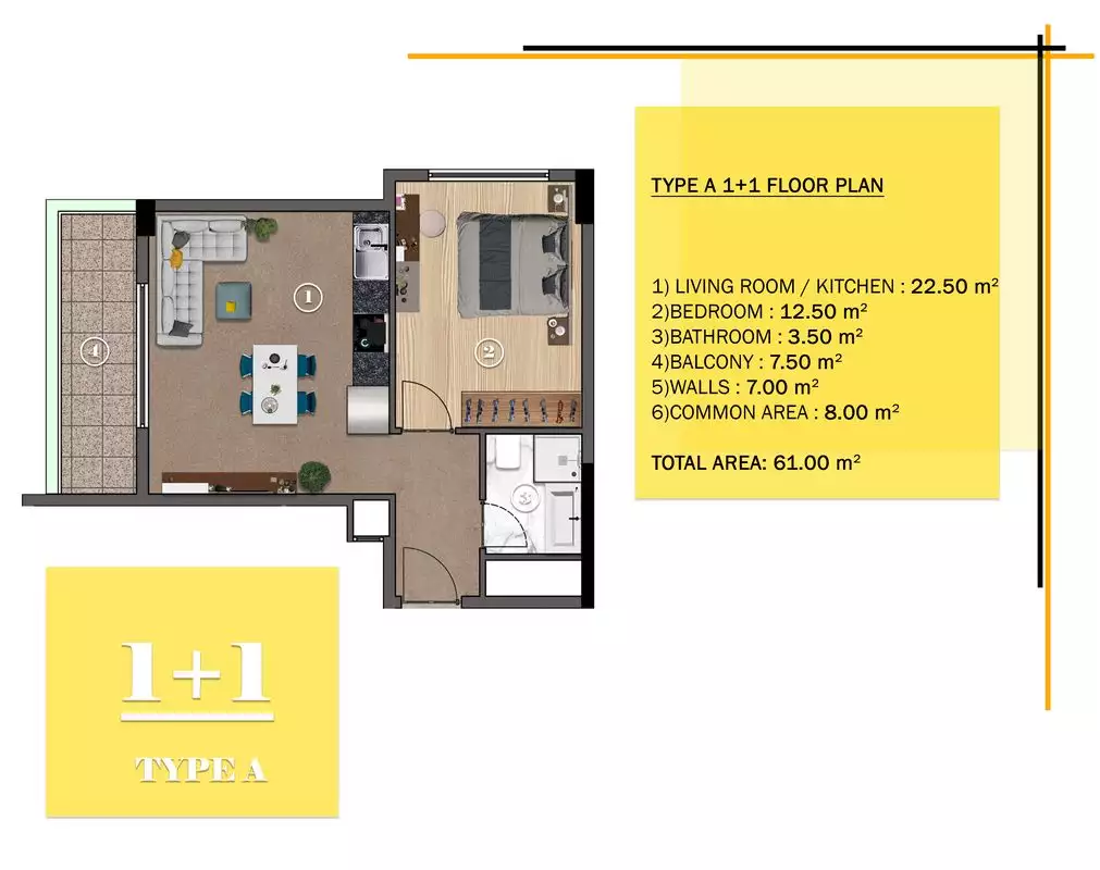 Квартира 58м² в Турции, Махмутлар. Стоимостью 125000€ аренда фото-13
