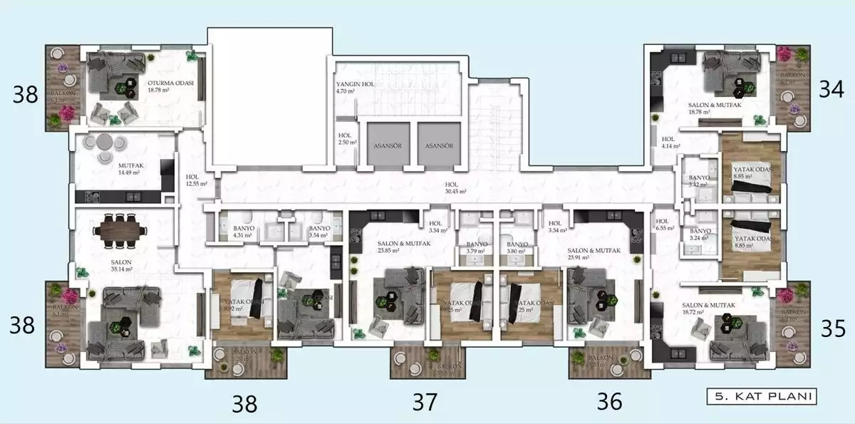 Квартира 55м² в Турции, Авсаллар. Стоимостью 119000€ аренда фото-33