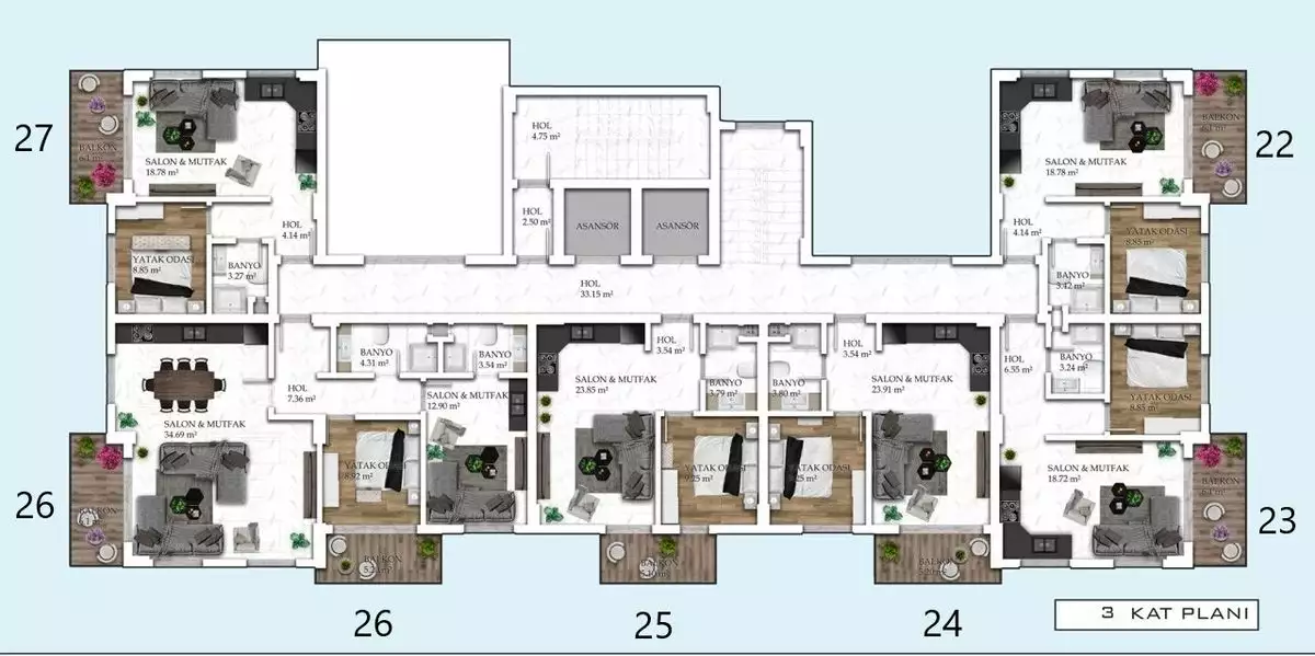 Квартира 55м² в Турции, Авсаллар. Стоимостью 119000€ аренда фото-35
