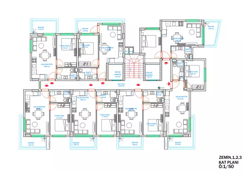 Квартира 53м² в Турции, Махмутлар. Стоимостью 132000€ аренда фото-44