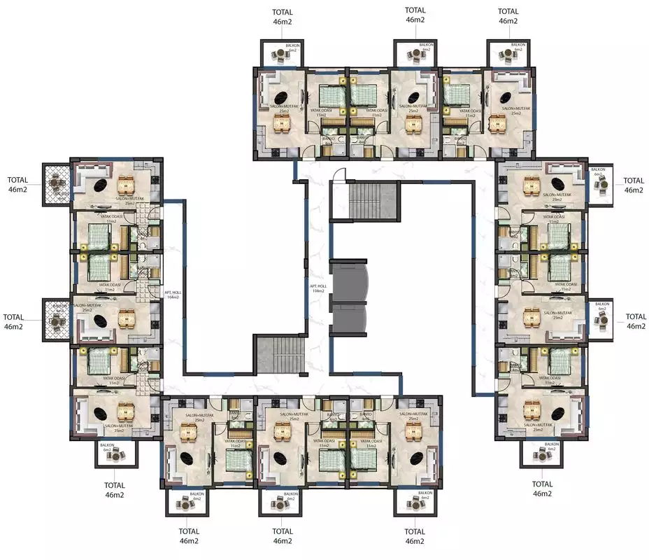 Квартира 46м² в Турции, Газипаша. Стоимостью 120000€ аренда фото-19