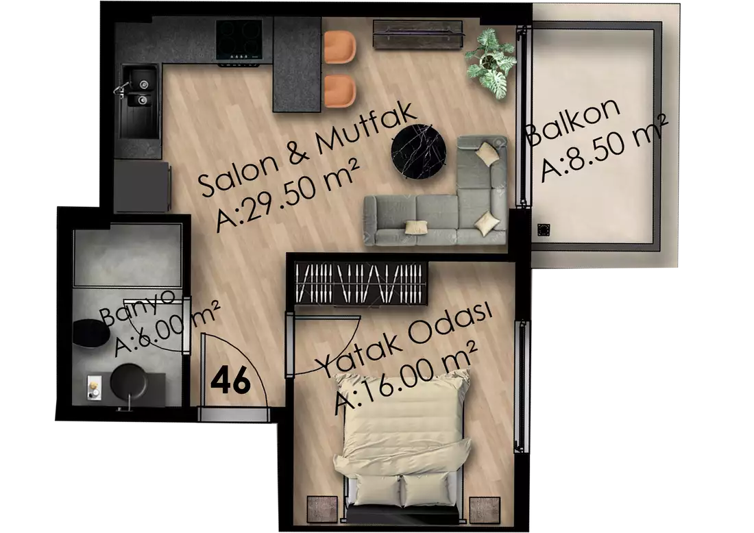 Квартира 60м² в Турции, Газипаша. Стоимостью 141000€ аренда фото-7