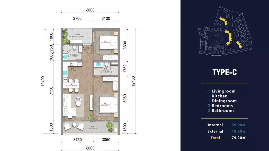 Квартира 37м² в Таиланде, Пхукет. Стоимостью 108226€ аренда фото-24