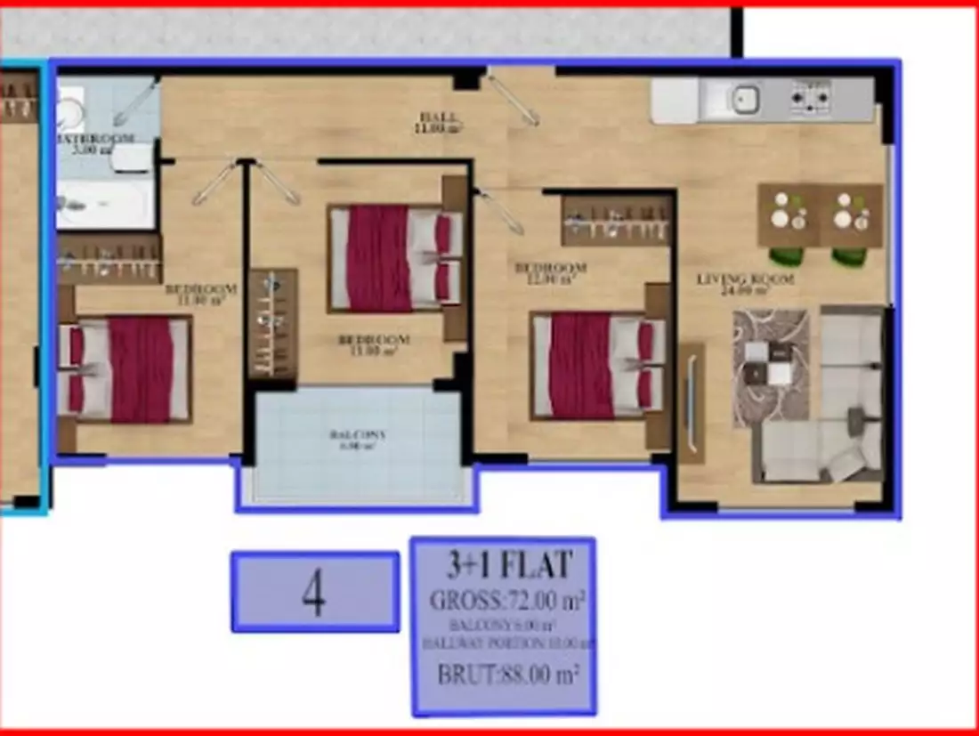 Квартира 88м² в Турции, Махмутлар. Стоимостью 165000€ аренда фото-3
