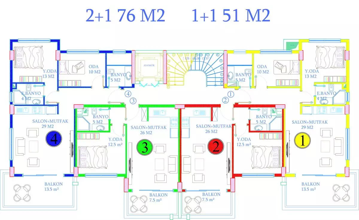 Квартира 51м² в Турции, Авсаллар. Стоимостью 110000€ аренда фото-11