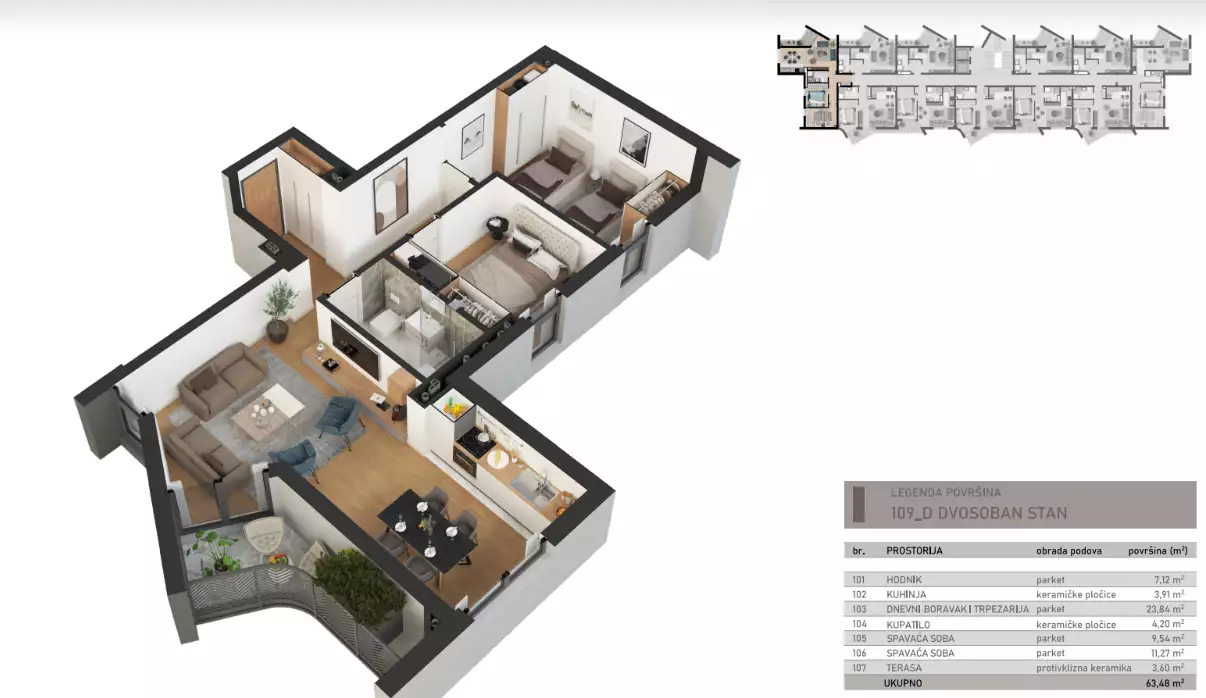 Квартира 64м² в Черногории, Бар. Стоимостью 153600€ аренда фото-4