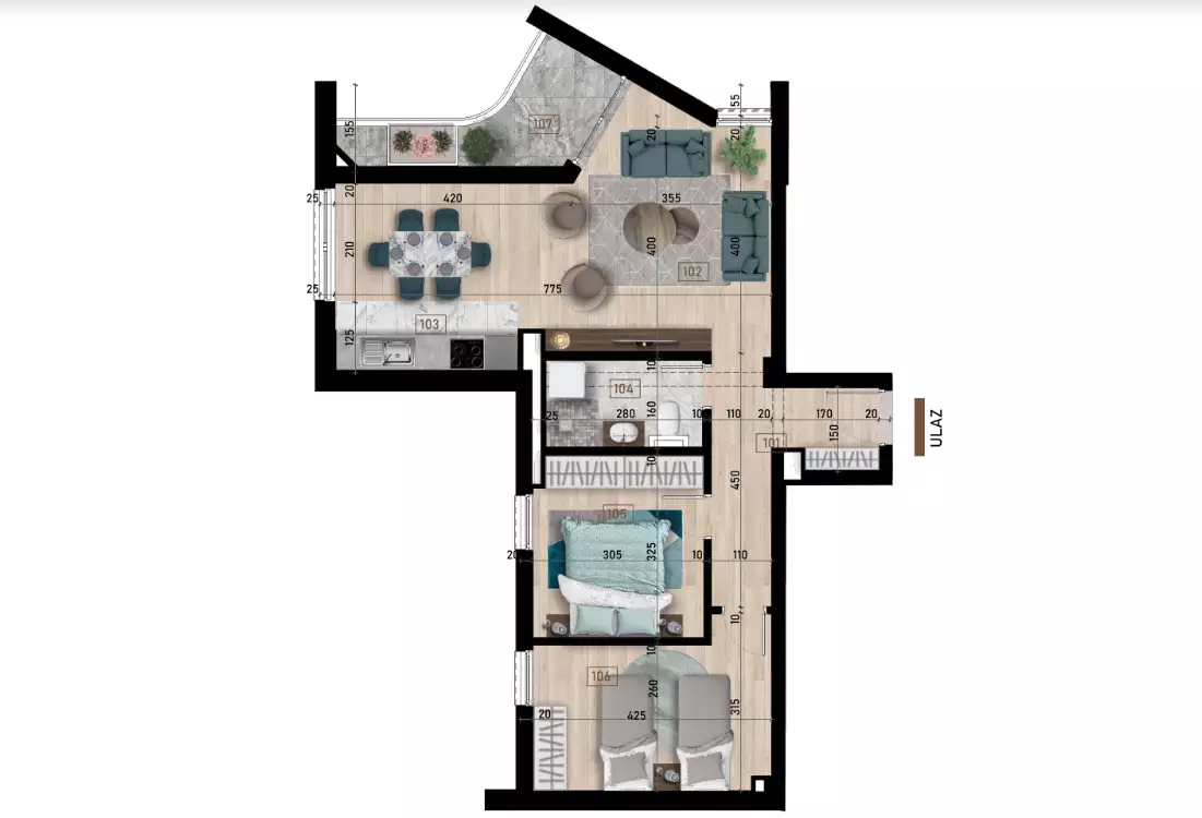 Квартира 64м² в Черногории, Бар. Стоимостью 153600€ аренда фото-5