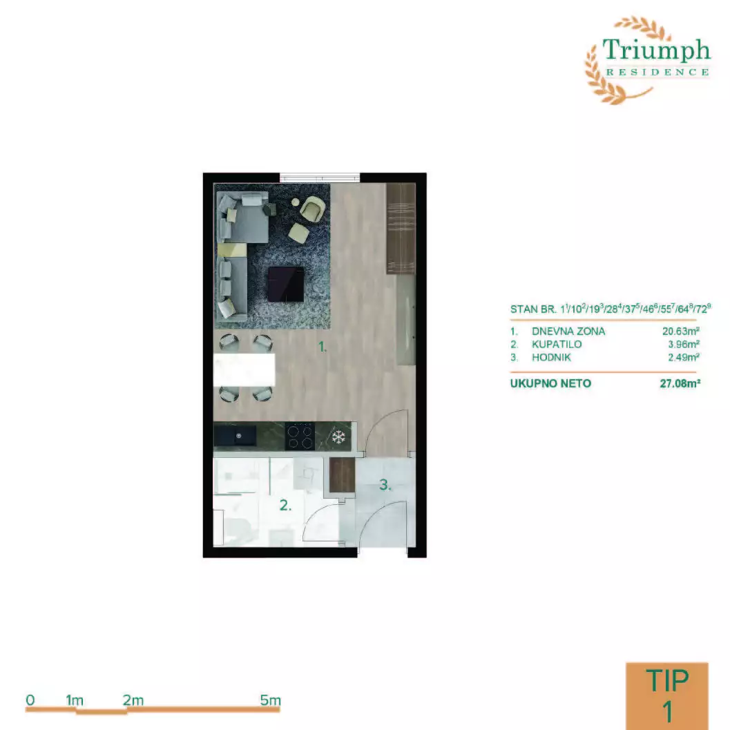 Квартира 39м² в Черногории, Бар. Стоимостью 81119€ аренда фото-12
