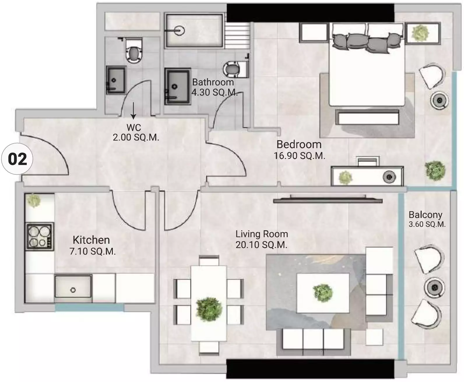 Квартира 91м² в ОАЭ, Аджман. Стоимостью 159149$ аренда фото-7