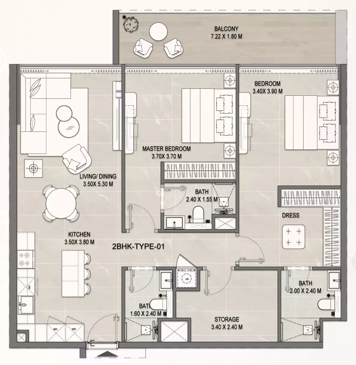 Квартира 129м² в ОАЭ, Дубай. Стоимостью 678779$ аренда фото-6