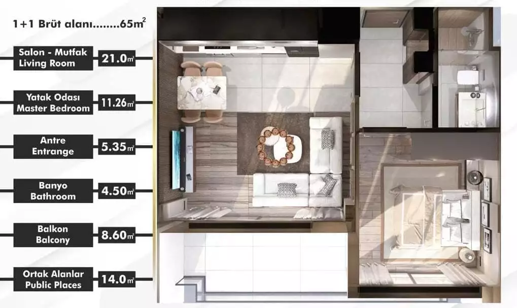 Квартира 65м² в Турции, Анталья. Стоимостью 134000€ аренда фото-18