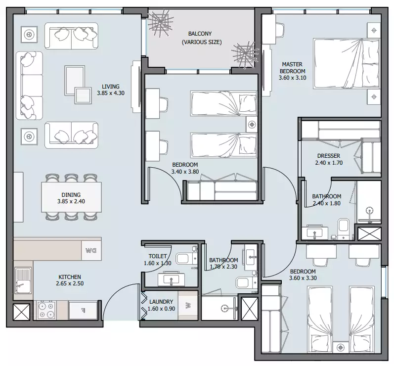 Квартира 110м² в ОАЭ, Абу-Даби. Стоимостью 526900$ аренда фото-11