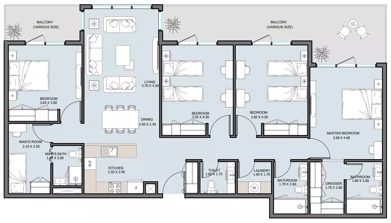 Квартира 183м² в ОАЭ, Абу-Даби. Стоимостью 1130045$ аренда фото-11