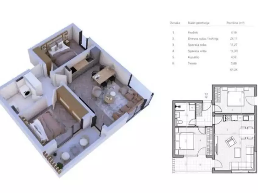 Квартира 60м² в Черногории, Радановичи. Стоимостью 120750€ аренда фото-6