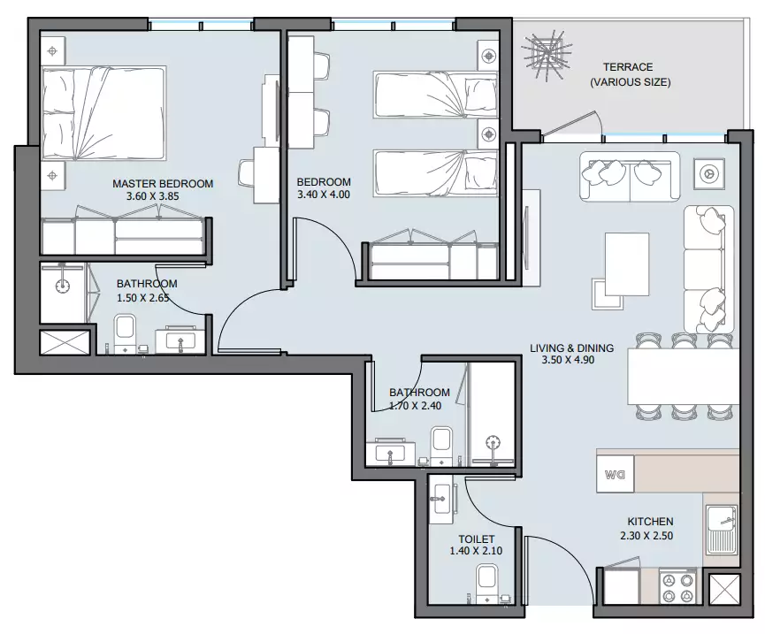 Квартира 85м² в ОАЭ, Абу-Даби. Стоимостью 412534$ аренда фото-10