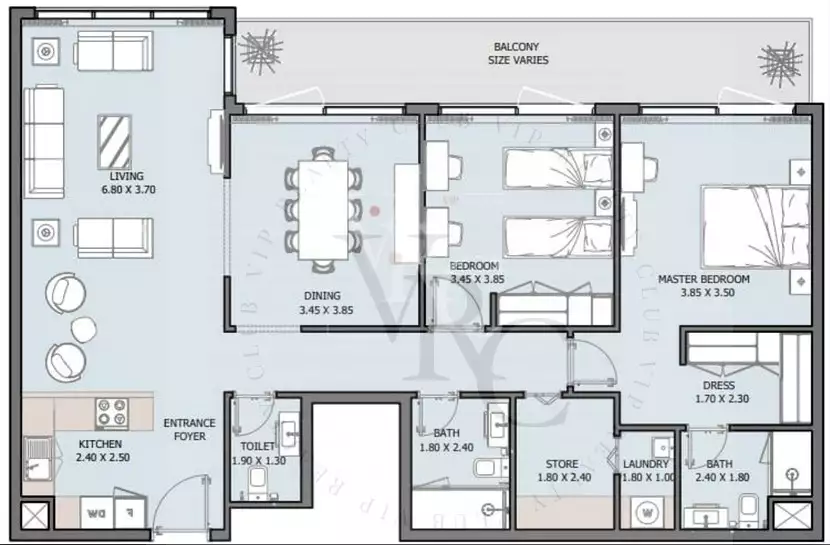 Квартира 87м² в ОАЭ, Яс. Стоимостью 297849$ аренда фото-7