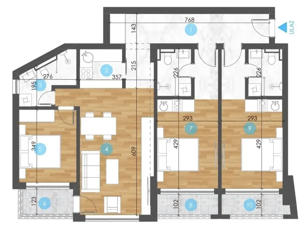 Квартира 49м² в Черногории, Бечичи. Стоимостью 130000€ аренда фото-8