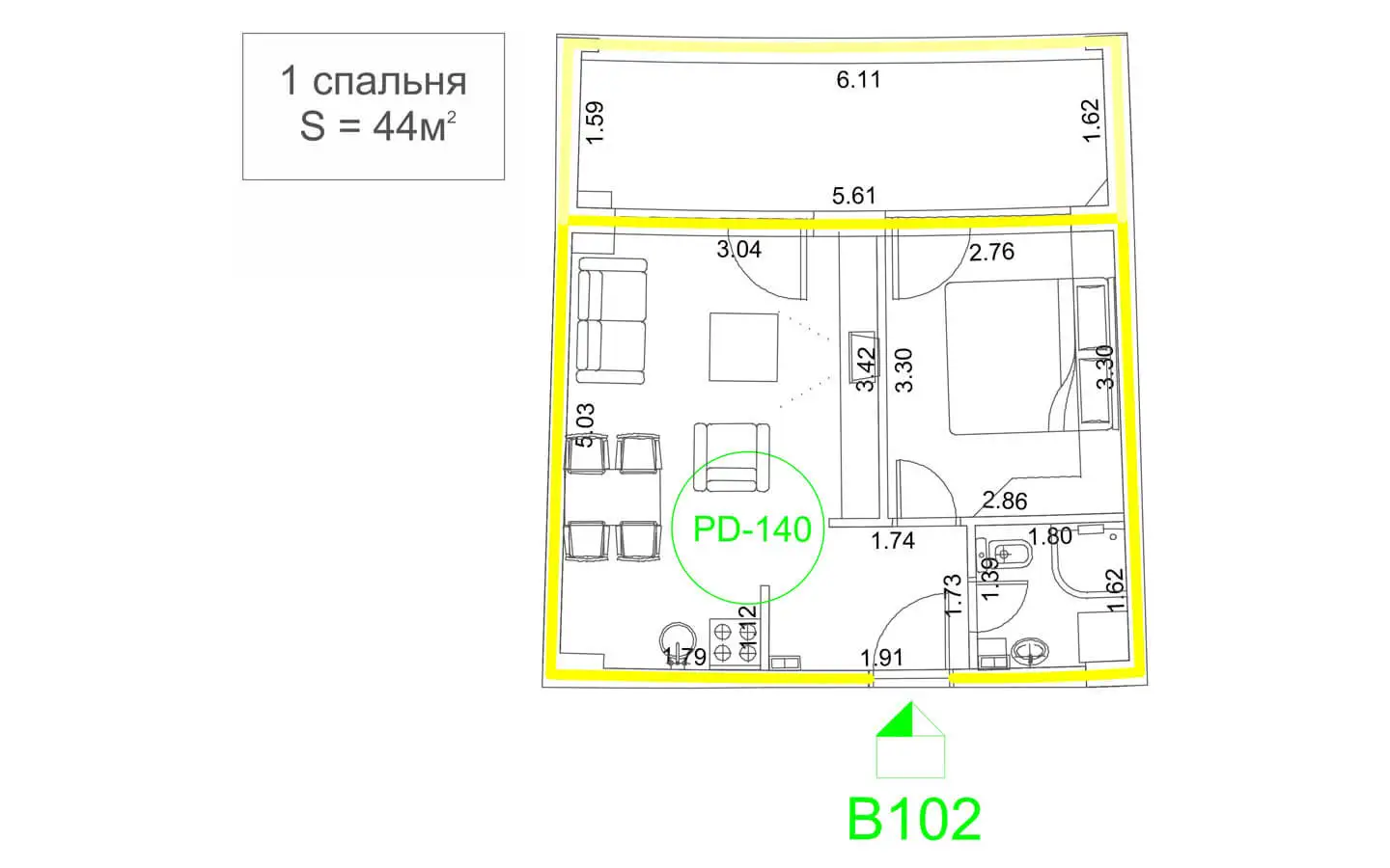 Квартира 44м² в Черногории, Будва. Стоимостью 242000€ аренда фото-15