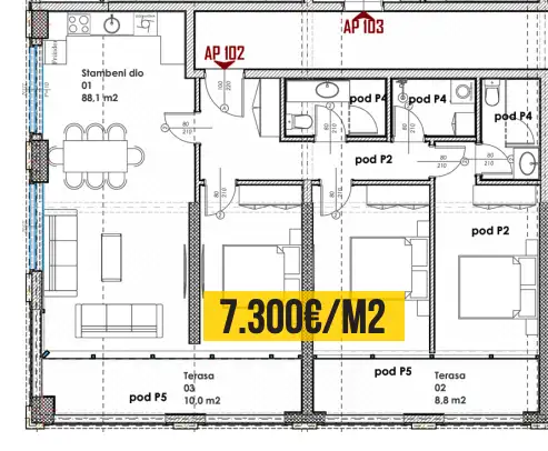 Квартира 218м² в Черногории, Будва. Стоимостью 707370€ аренда фото-5