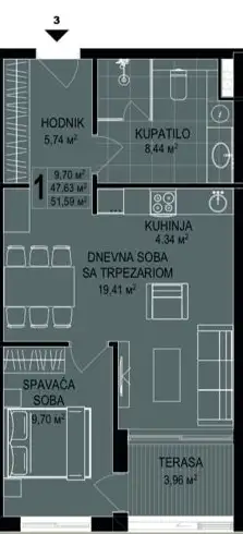 Квартира 53м² в Черногории, Бечичи. Стоимостью 174900€ аренда фото-8