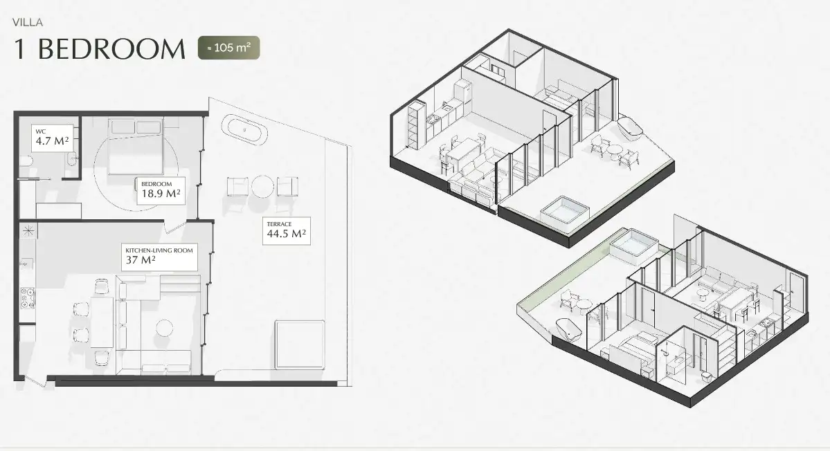 Квартира 44м² в Индонезии, Убуд. Стоимостью 104000$ аренда фото-1