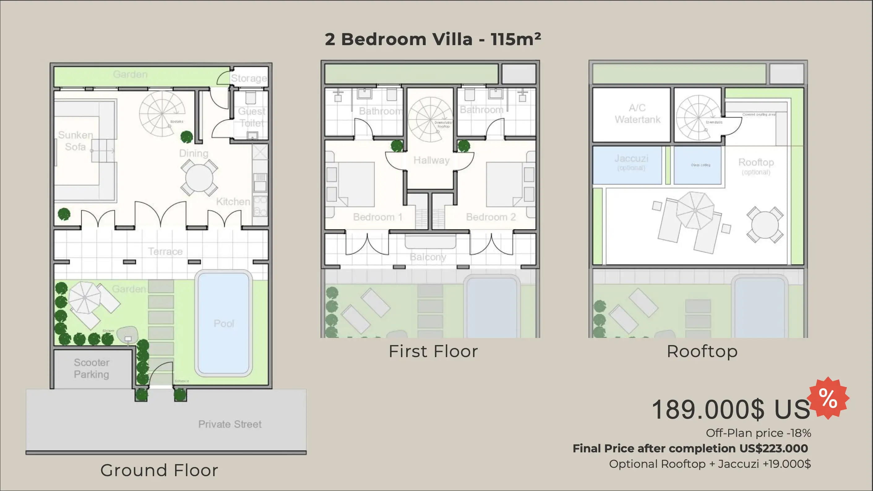 Вилла 115м² в Индонезии, Кангу. Стоимостью 225000$ аренда фото-1