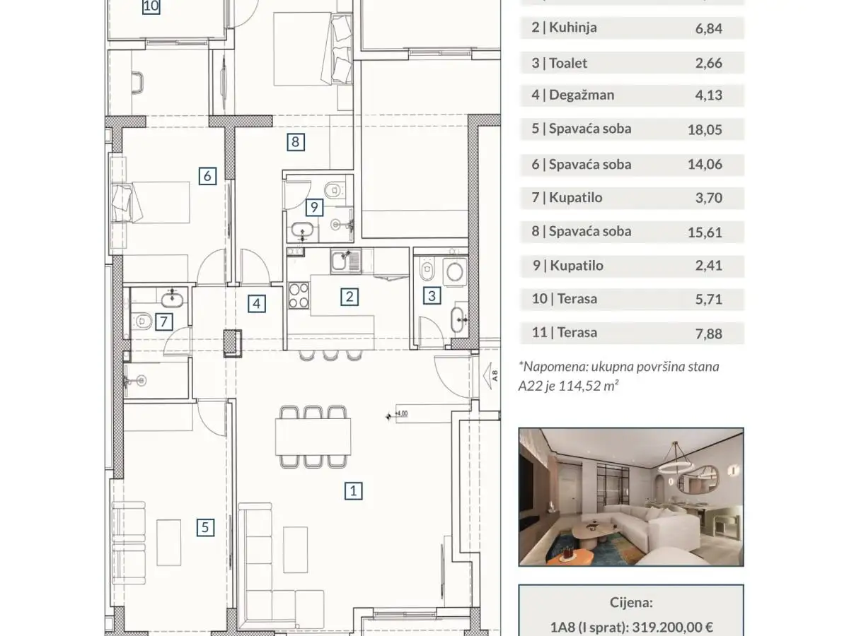 Квартира 35м² в Черногории, Будва. Стоимостью 123900€ аренда фото-5