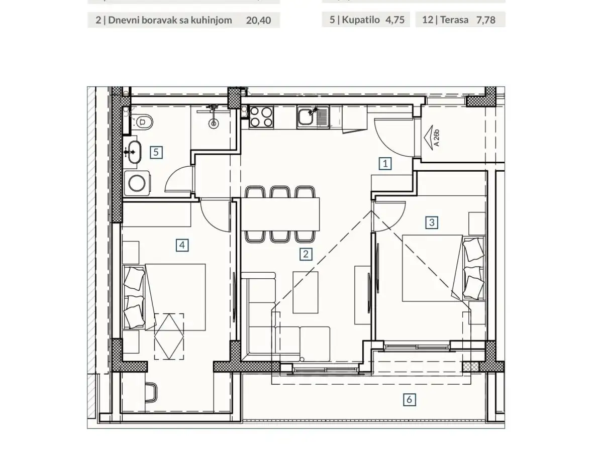 Квартира 35м² в Черногории, Будва. Стоимостью 123900€ аренда фото-14