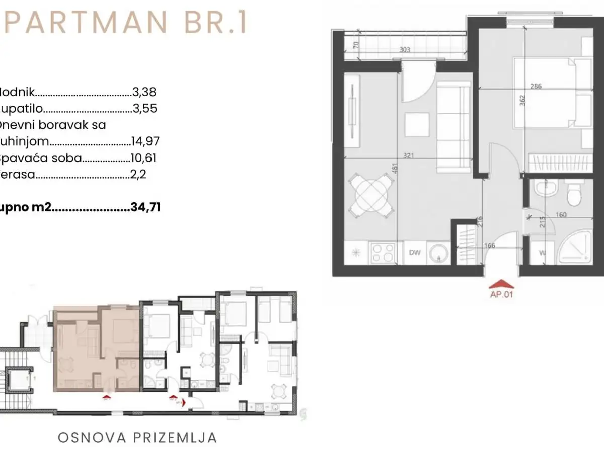 Квартира 35м² в Черногории, Бечичи. Стоимостью 112000€ аренда фото-3