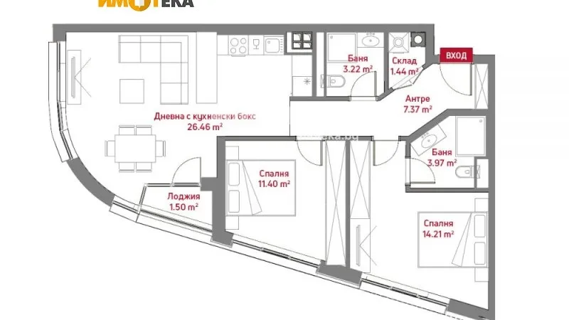 Квартира 102м² в Болгарии, София. Стоимостью 213157£ аренда фото-2